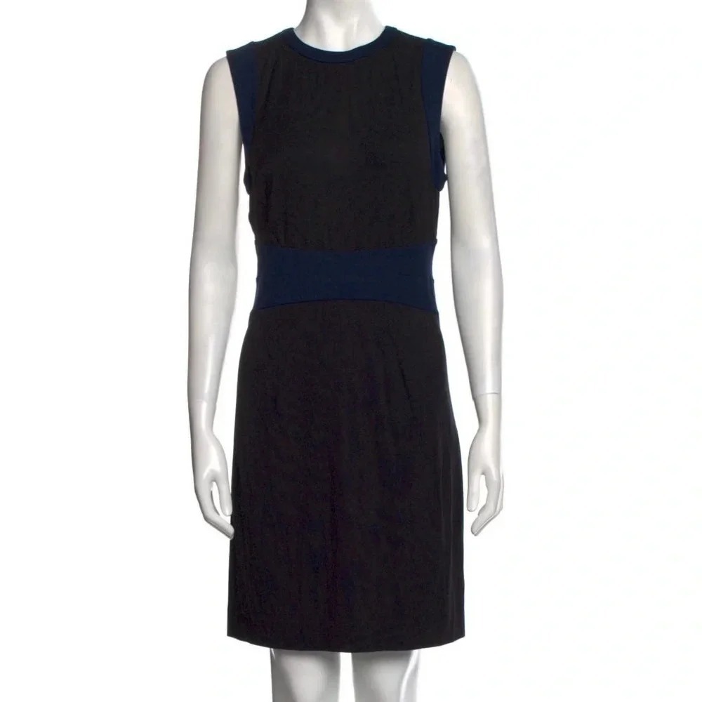 Diane von Furstenberg Gretchen DVF Black Navy Colorblock Sheath Dress 4